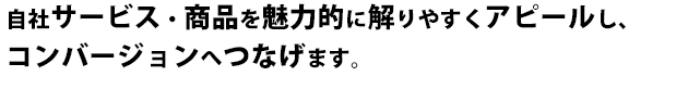 自社サービス・商品を魅力的に解りやすくアピールし、コンバージョンへつなげます。